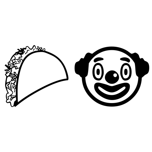 🌮🤡 Emoji Domain black and white Symbola rendering